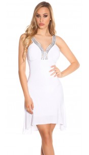 Gala-Dress with rhinestones White