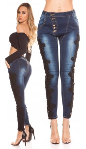 Skinnies with lace Jeansblue