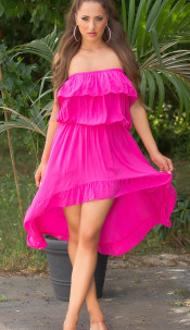 Summer High-low Bandeau dress Pink