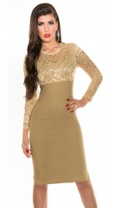 Pencildress with lace Champagne
