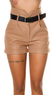 paperbag shorts met zakken en riem bruin