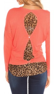 High Low Sweater with Leo use Coral