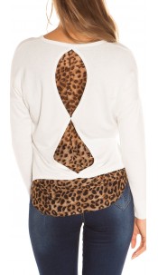 High Low Sweater with Leo use White