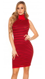 Trendy dress with turtleneck Red