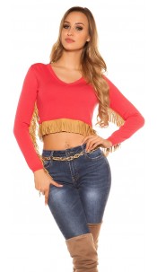 Top baelly free with fringes Coral