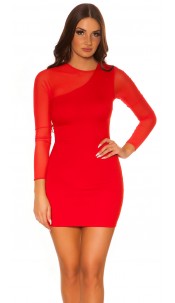 minidress with transparent sleeves Red