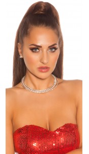 Set Collier& studs with rhinestones Gold