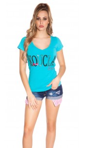Trendy Forever Shirt with Lace Turquoise