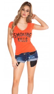 t-shirt smoking kills koraal-kleurig