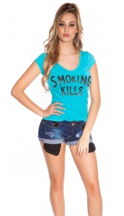 t-shirt smoking kills turkoois-kleurig