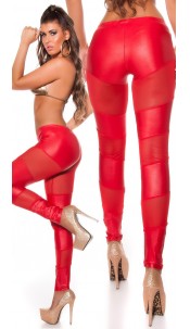 leggings with net-applications Red