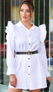 blouse jurk met riem wit