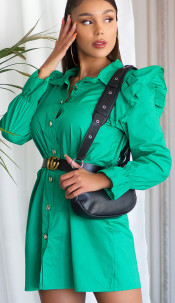 blouse jurk met riem groen