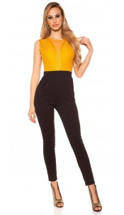 jumpsuit with lace Mustard