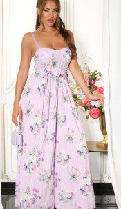 Kouca pleated Overall with floral Print Lilac
