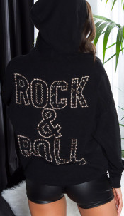 Trendy hoodie rock & roll zwart