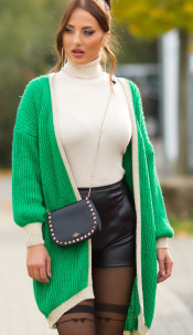 Trendy Oversized Cardigan Green