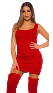 Sexy gebreid mini jurkje sleeveless rood