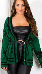 Trendy knitted cardigan to button Green
