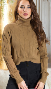 Musthave gebreide sweater-trui met col bruin