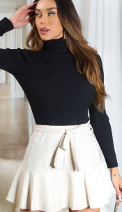Musthave geribbelde col sweater-trui zwart