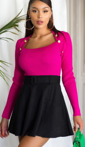 Fashionista Jumper with decor buttons Pink