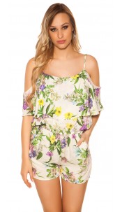 Sexy Coldshoulder Playsuit with floral print Purple