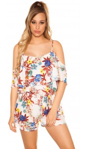 Sexy Coldshoulder Playsuit with floral print Red