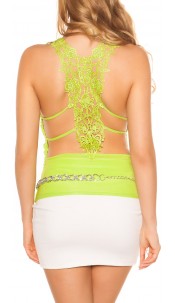 Top, meganeck with embroidery Green
