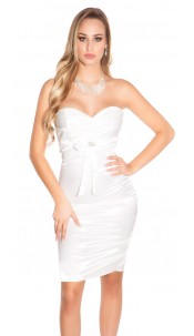 Cocktail-Dress with Strass-Buckle White
