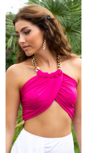 Sommer Neckholder Top with Chain Pink