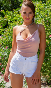 One-Shoulder Top with chainstrap Pink