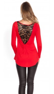 Trendy shirt with lace Red