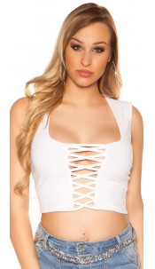 Crop Top with WOW decollete White