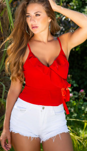 top with adjustable straps Red