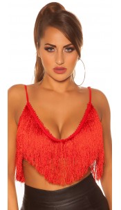 Crop Top with fringes Red