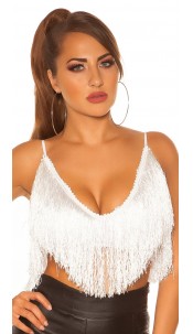 Crop Top with fringes White