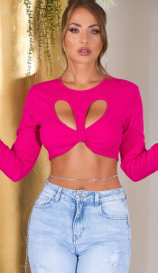 cropped longsleeve Shirt with Cut Outs Pink