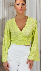 cropped blouse wikkel look groen