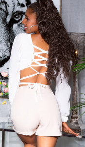 backless blouse with lacing White