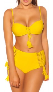 pushup bikini met beugel & verwijderbare bandjes geel